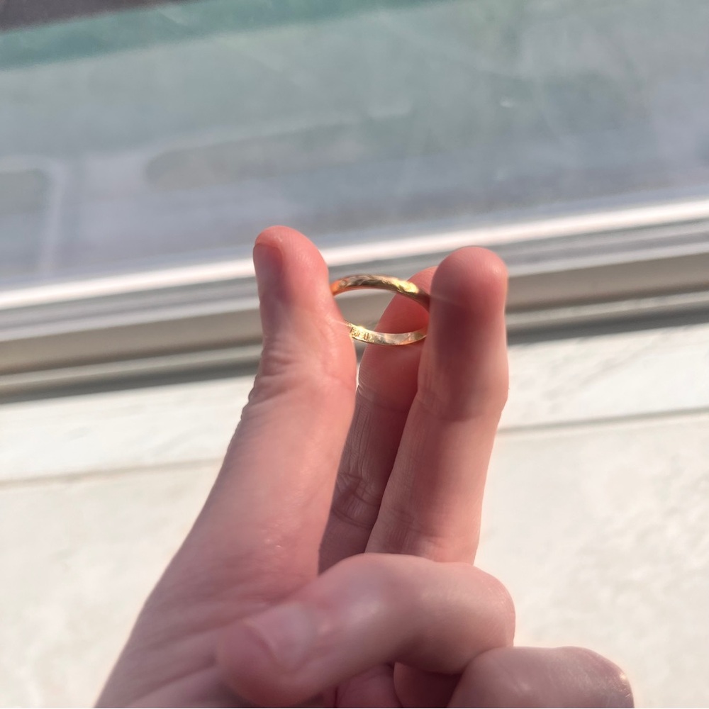 solid 18k italian yellow gold stackable ring simple dainty solid gold band ring - Picture 8 of 16